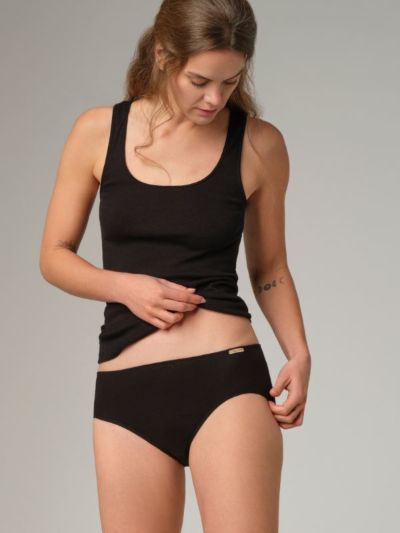 Shorty en 100 % de coton bio, noir, GOTS, FAIRTRADE, PETA