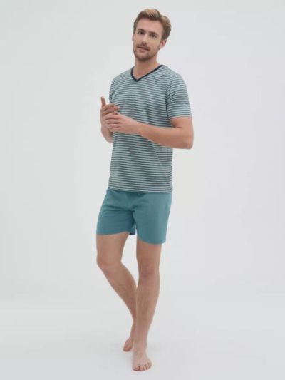 Ensemble pyjama "CARL" en 100 % de coton bio, bleu, GOTS et VEGAN