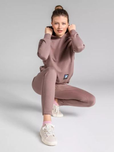 Pantalon de jogging "AHNOA" en 100 % de coton bio, mauve, GOTS et VEGAN