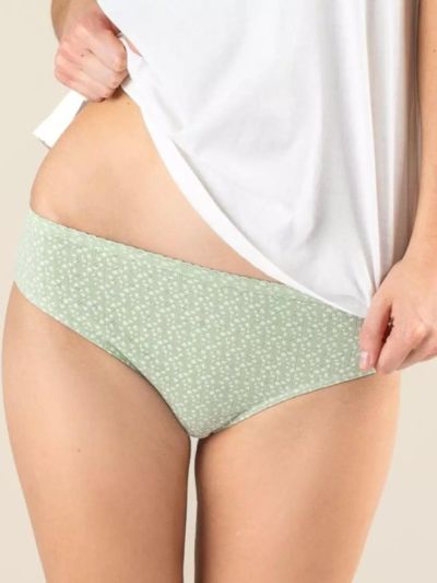 Lot de 2 slip "Rylie" en 100 % de coton bio, vert et blanc, GOTS et VEGAN