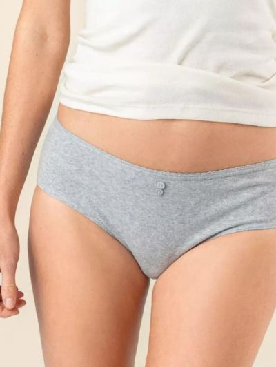 Lot de 2 slip "Rasina" en 100 % de coton bio, gris clair, GOTS et VEGAN