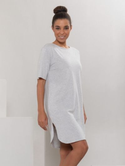 Chemise de nuit en coton bio, gris, BERIT, GOTS et VEGAN