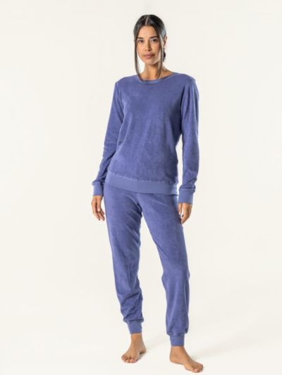 Pyjama éponge 100% coton bio, violet, GOTS et VEGAN