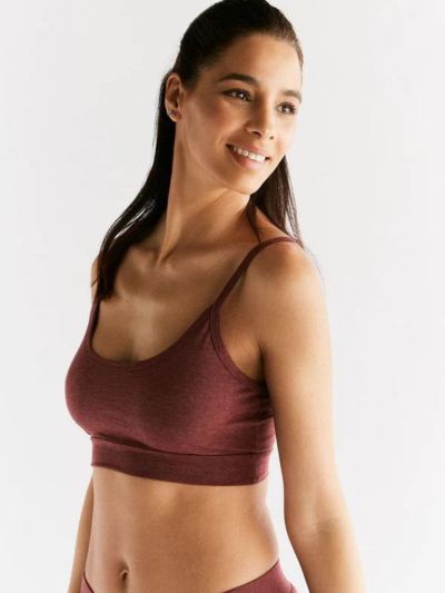 Brassière 95 % de coton bio, mélange café et rouge, KBA