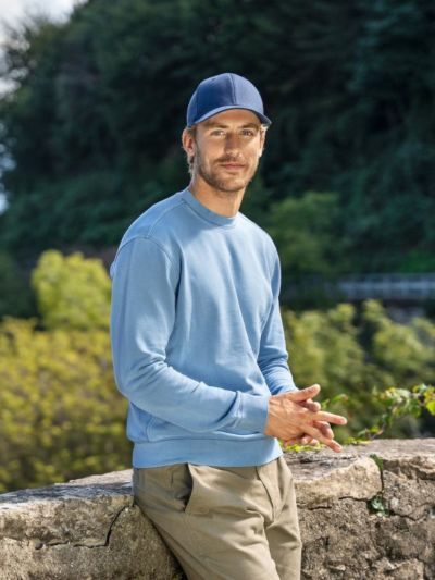 Sweat mixte 100 % coton bio, bleu, GOTS et VEGAN