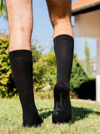 Chaussettes "Bouclette" en 98 % de coton bio, noir, GOTS