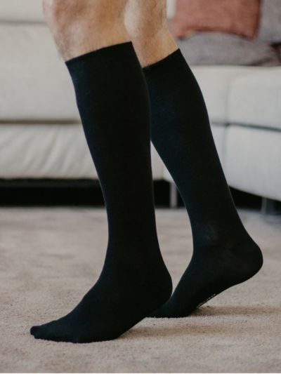 Chaussettes Hautes en 98 % de coton bio, noir, GOTS