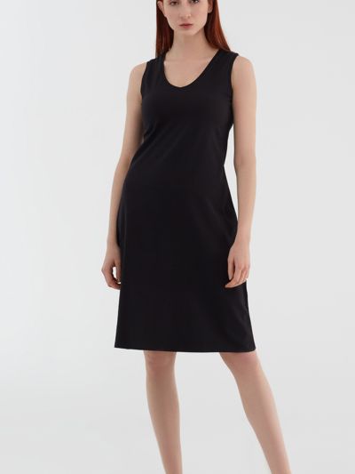 Robe jersey coton bio sans manches, GOTS, noir