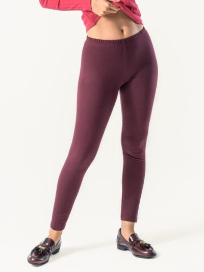 Legging d'hiver "HELLA" coton bio long, bordeaux, GOTS