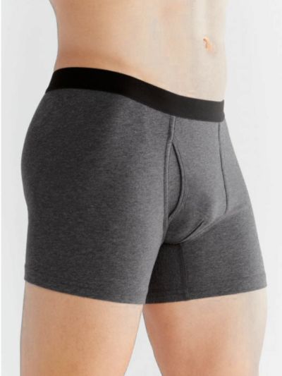 Boxer coton bio homme avec ouverture, anthracite chiné