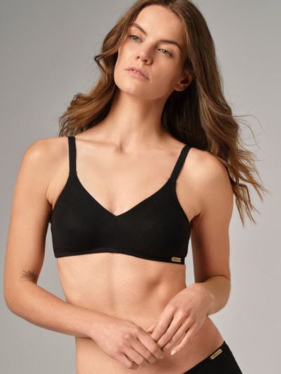 Soutien-gorge sans armatures en 92% de coton bio, noir, Fairtrade, GOTS