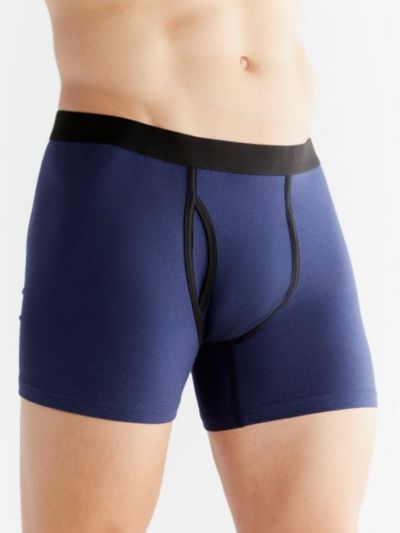 Boxer coton bio homme avec ouverture, marine GOTS