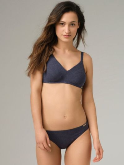 Soutien-gorge sans armatures en 92% de coton bio, bleu marine, Fairtrade, GOTS