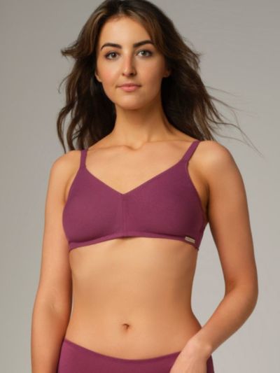 Soutien-gorge sans armatures en 92% de coton bio, bordeaux, Fairtrade, GOTS