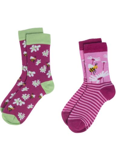 Lot de 2 paires enfant Abeilles, GOTS et VEGAN