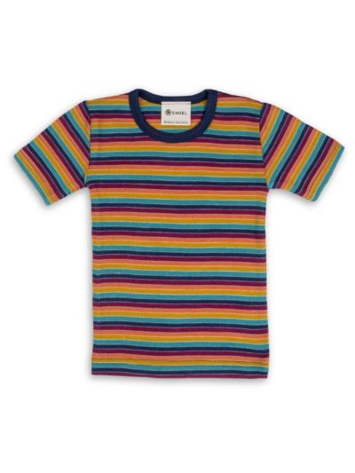 T-shirt pour enfant, laine et soie, multicolor, GOTS