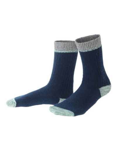 Chaussettes "PATRICE" coton bio et laine bio, bleu, GOTS