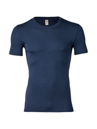 Tricot de peau pour homme, Laine et soie, bleu marine, GOTS et KBT