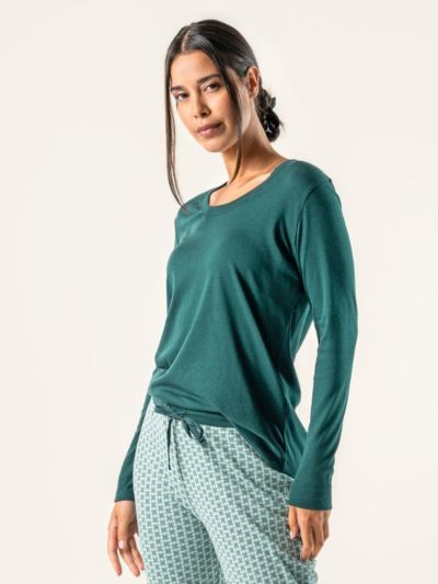 Haut de pyjama 'SALISA"100% coton bio, vert, GOTS et VEGAN