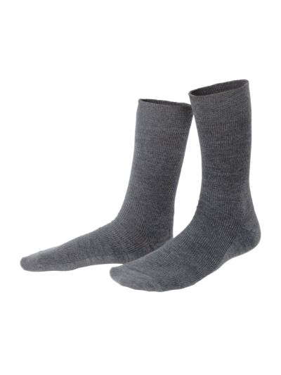 Chaussettes "DAVOS" en 51% de coton bio et 46% de laine, gris, GOTS et EU 