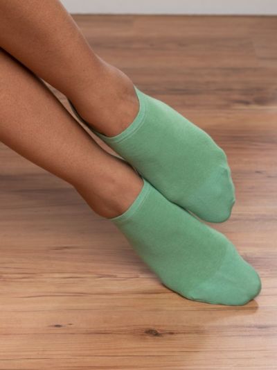 Lot de 2 Chaussettes Sneakers, Vert et Blanc, ABBY, GOTS et VEGAN