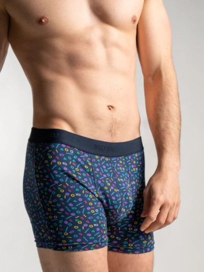 Boxer "Back to 80's" en 95% de coton bio, Bleu marine, GOTS