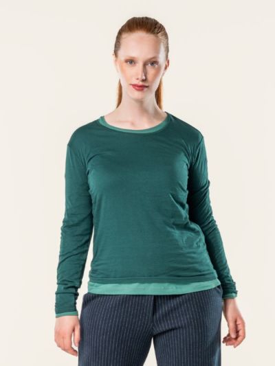 T-shirt manches longues "SUSANNA", vert, coton bio, GOTS et VEGAN