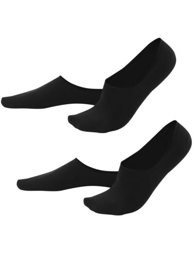 Lot de 2 paires de chaussettes protège-pieds coton bio, noir