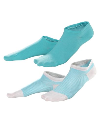 Lot de 2 paires Femme, rayé lagon/Blanc GOTS et VEGAN