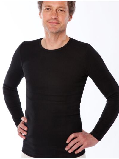 Tricot de peau 100% coton bio  homme, noir