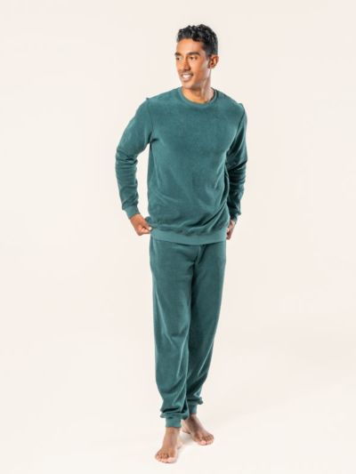 Pyjama éponge "BJORN" en 100% coton bio, homme, vert, GOTS et VEGAN