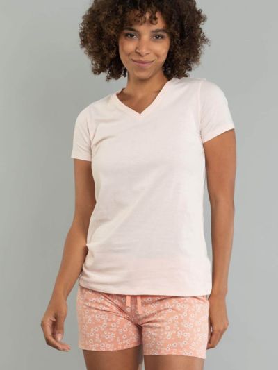 Pyjama Short 100% coton bio Saumon, GOTS et VEGAN