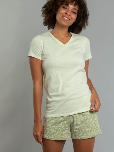 Pyjama Short 100% coton bio pistache GOTS et VEGAN