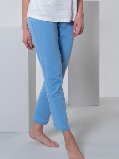 Pantalon de pyjama 100% coton bio, GOTS, Bleu