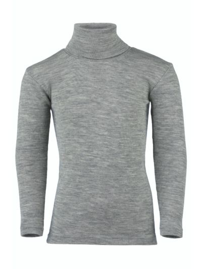 Sous pull laine et soie unisexe enfant,  gris chiné 