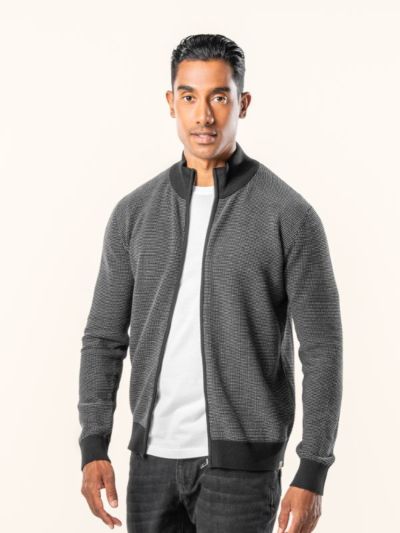 Cardigan "SPENCER" 100 % de coton bio, gris, GOTS et VEGAN