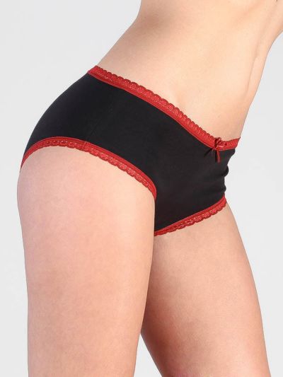 Ligne "CHLOE" culotte-shorty coton bio Noir/Rouge