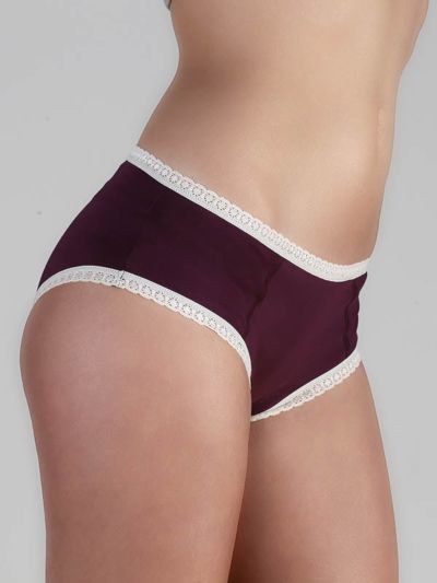 Ligne "CHLOE" culotte-shorty coton bio, Aubergine/Naturel