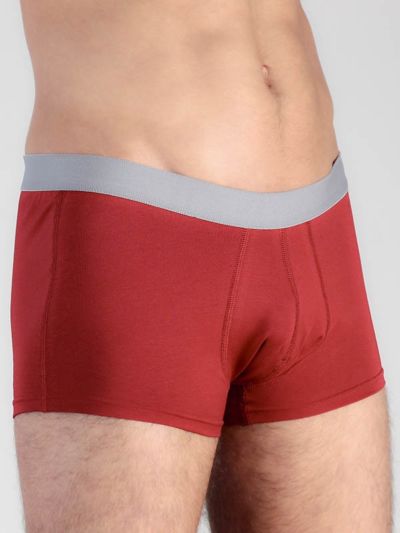 Boxer court coton bio homme,  Rouge/Gris