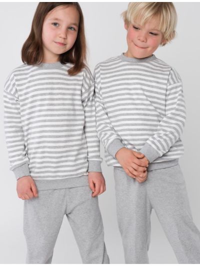 Pyjama 100% coton bio, rayé Gris/Naturel unisexe GOTS et VEGAN