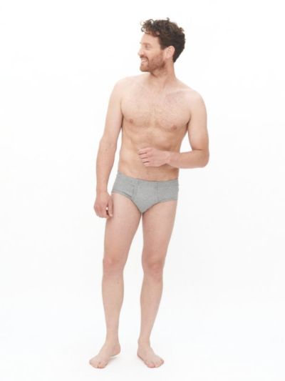 Slip 100% coton bio GOTS avec ouverture homme, gris chiné