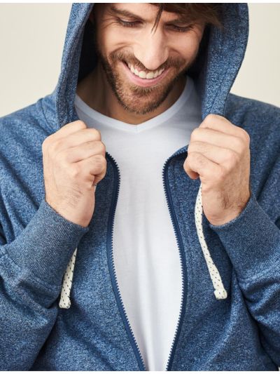 Veste 100% coton bio à capuche Homme Bleu GOTS et VEGAN