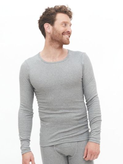 Tricot de peau 100% coton bio GOTS homme, gris chiné