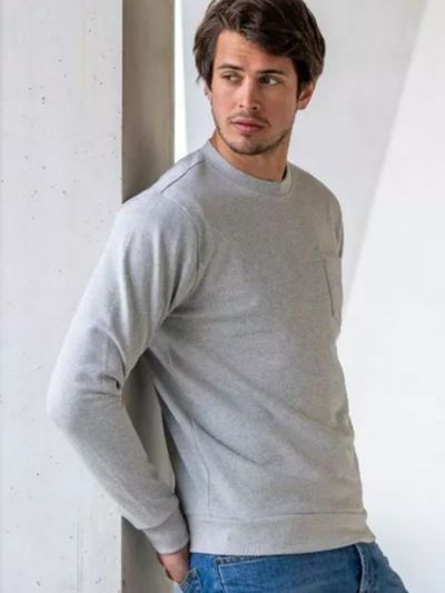 Sweatshirt 100% coton bio (400gr/m2) BILLYBELT, gris chiné