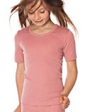 Enfant tricot de peau laine et soie certifié GOTS manches courtes Rose